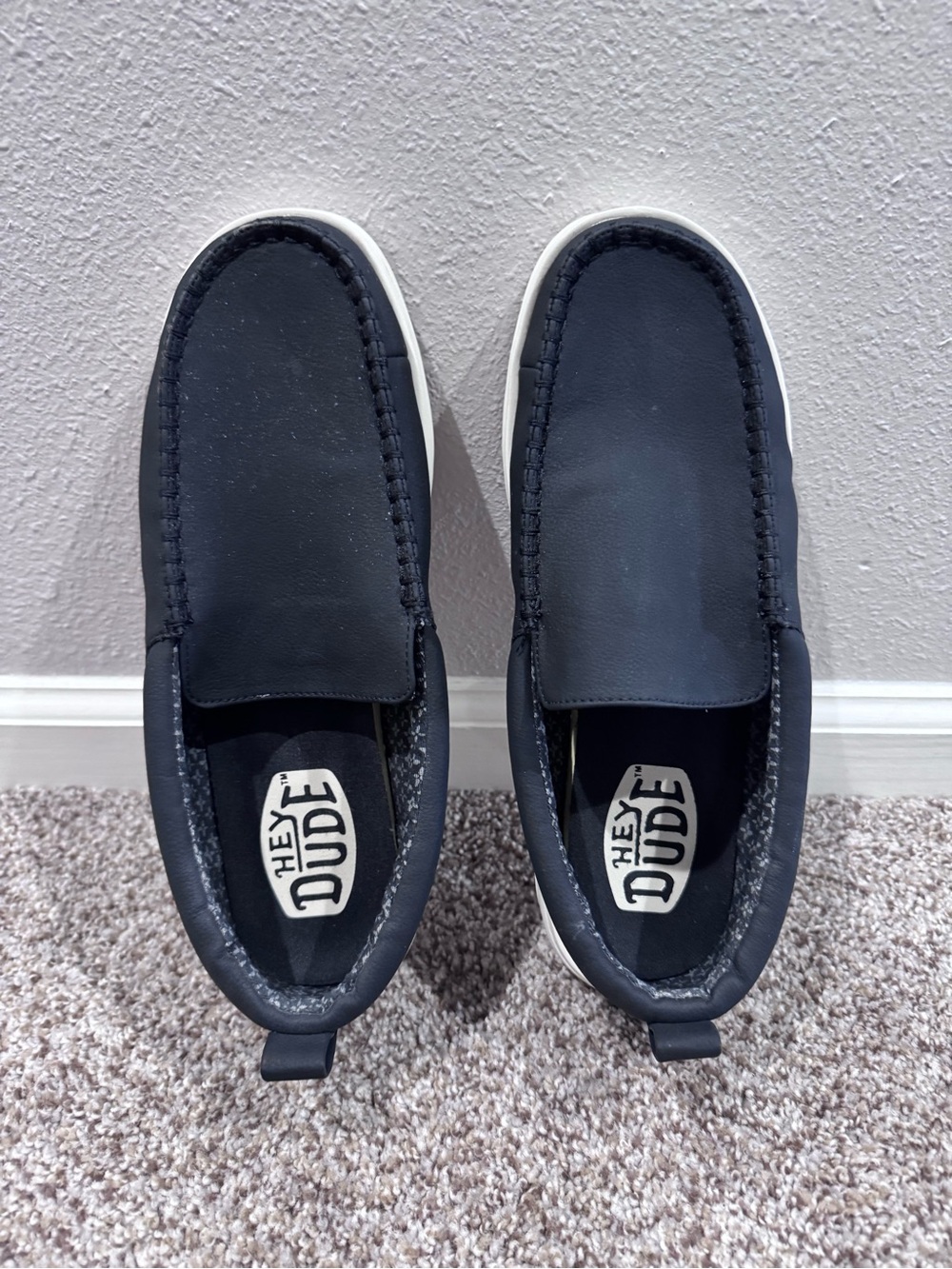 Hey Dude Black Slip-On Loafers with White Soles